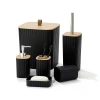 Hotel and homestay bamboo and wood ornaments 6-piece set, bathroom supplies set, toilet brush, toothbrush holder, trash can details Picture